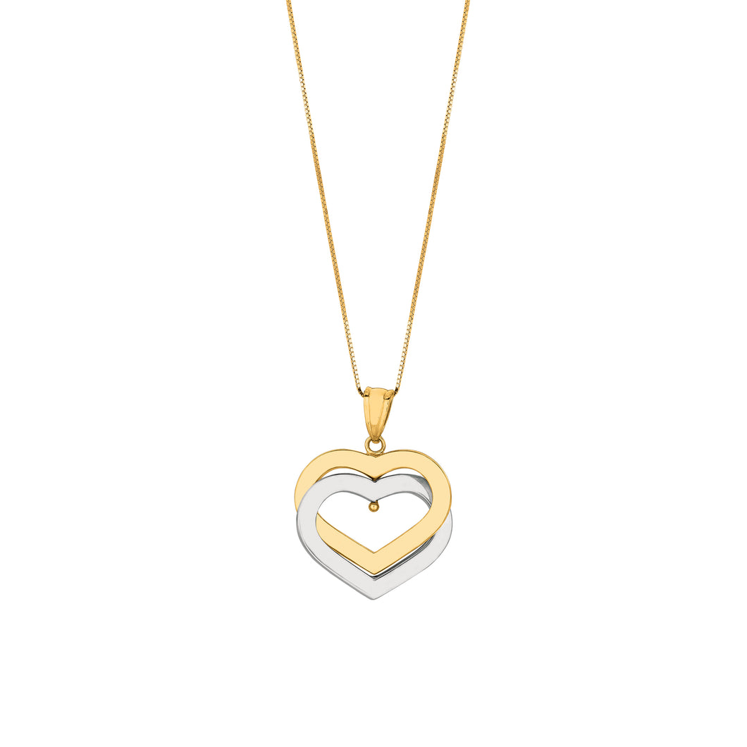 14K Gold Polished Interlocking Hearts Necklace