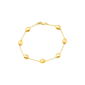 14K Tri-color Gold Satin Pebble Strand Bracelet