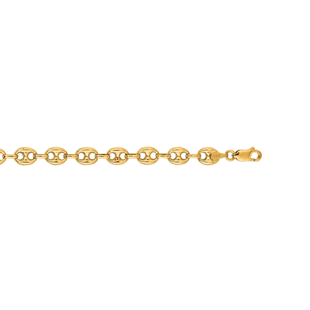 14K Gold 6.8mm Lite Puffed Mariner Chain