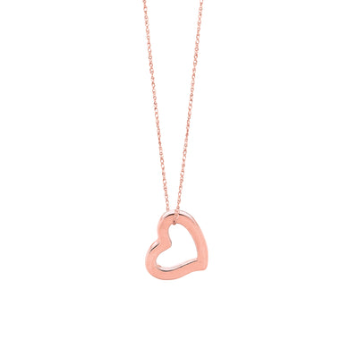 14K Gold Polished Open Heart Necklace