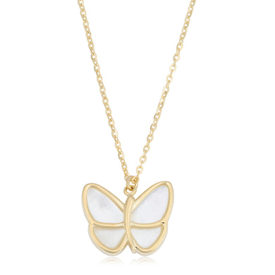 14K Yellow Gold Mother of Pearl Butterfly Pendant