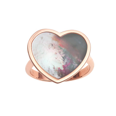 14K Gold Mother of Pearl Heart Ring