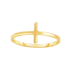 14K Gold Side Cross Ring