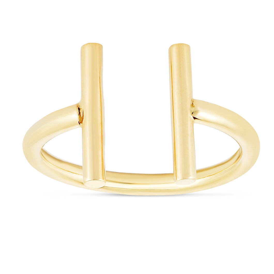 14K Gold Open Double Bar Ring