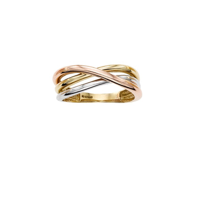 14K Tri-color Gold Crossover Ring