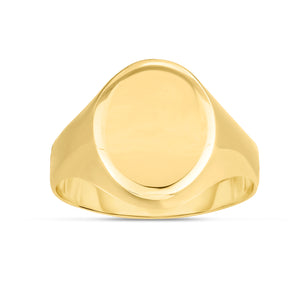 14K Gold Polished Oval Signet Ring