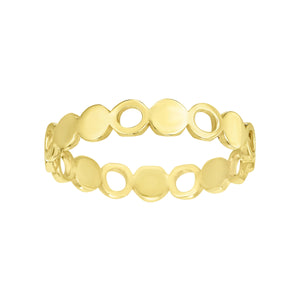 14K Gold Alternating Open Circle Stackable Ring
