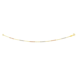 14K Tri-color Gold Diamond Cut Bead Station Necklace