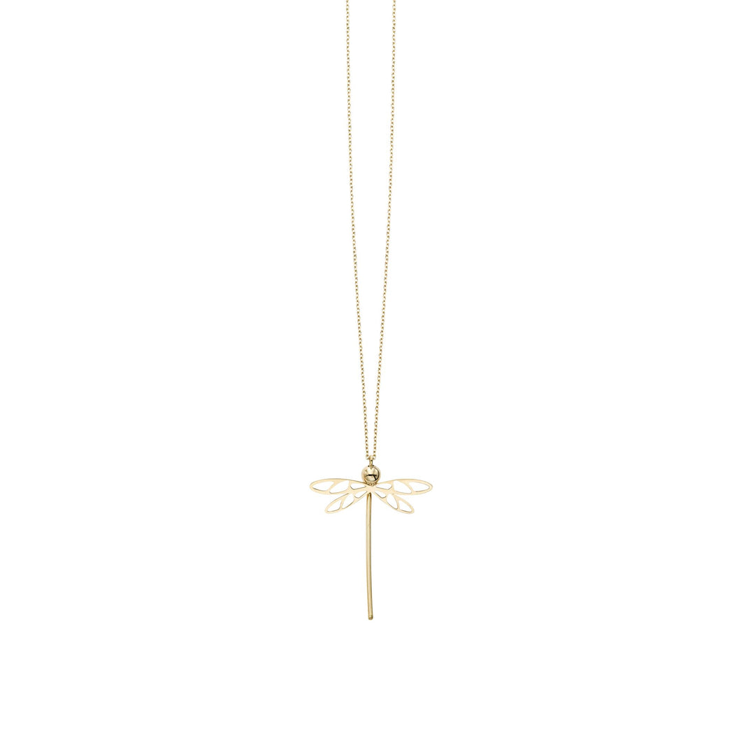 14K Gold Polished Dragonfly Necklace