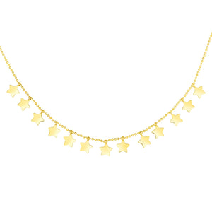 14K Gold Polished Star Dangle Necklace