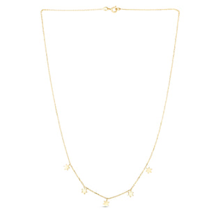 14K Gold  Mini Polished Star Dangle Necklace