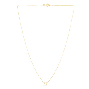 14K Gold Polished Mini Open Triangle Necklace
