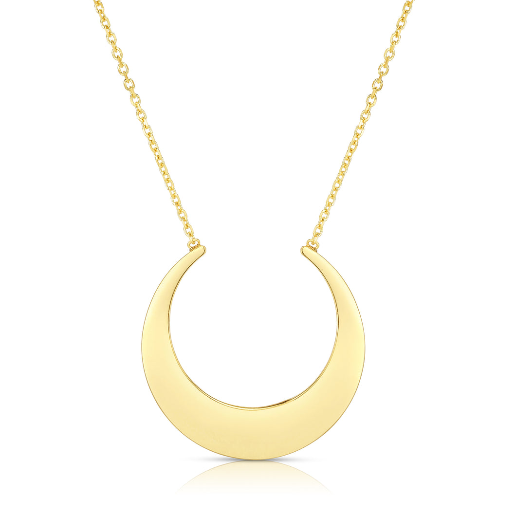 14K Gold Flat Crescent Necklace