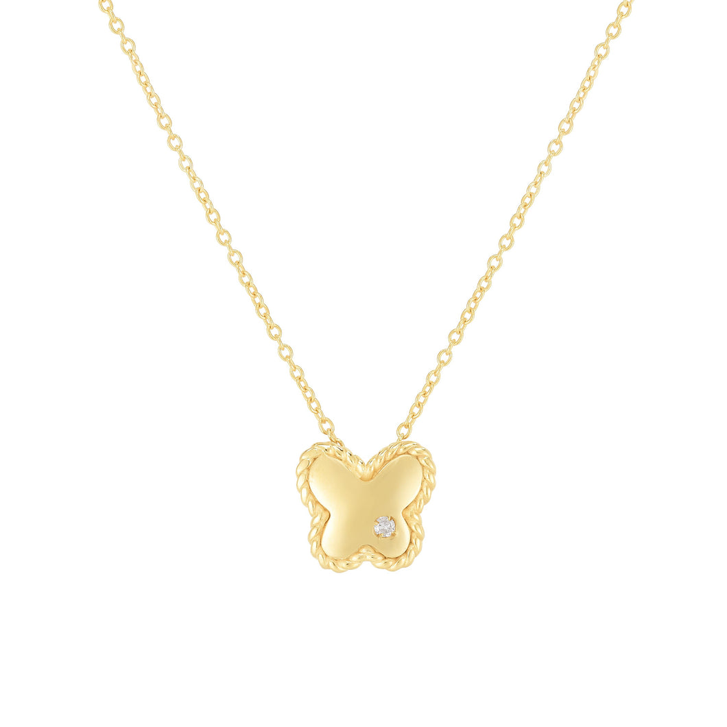 14K Gold Diamond Butterfly Piccolini Pendant