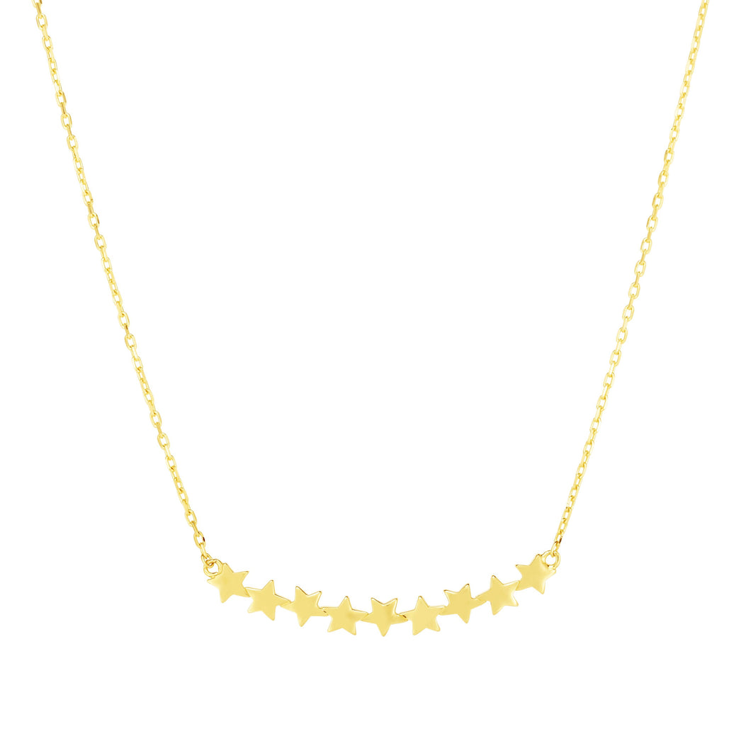 14K Gold Polished Star Bar Necklace