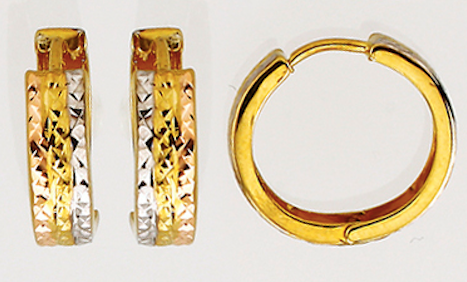 Tri gold sales hoop earrings