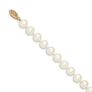 14K Yellow Gold White Freshwater Pearl Strand Bracelet