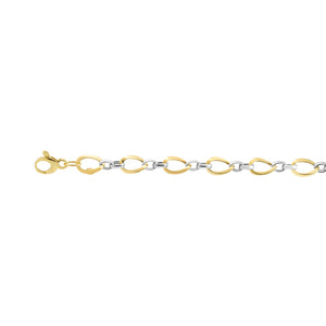 14K Two-tone Gold Polished Twisted Oval Link Chain