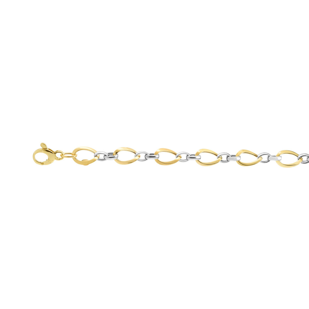 14K Two-tone Gold Polished Twisted Oval Link Chain