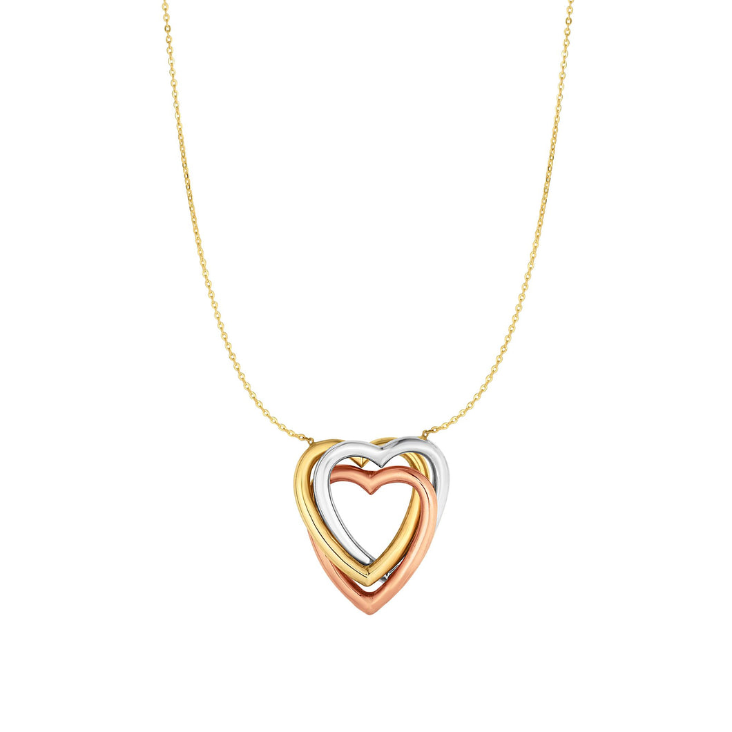 10K Gold Triple Heart Necklace