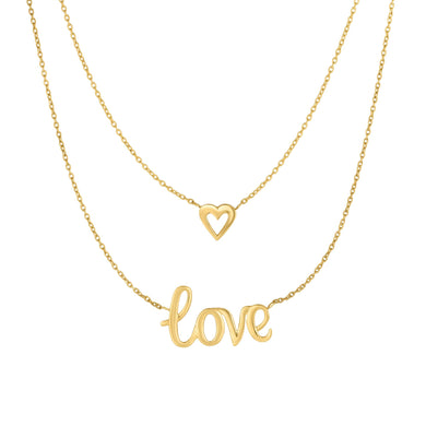 10K Gold Multi Layered "Love" Necklace