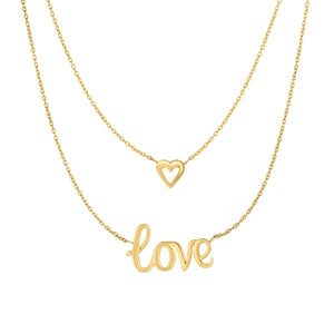 10K Gold Multi Layered "Love" Necklace