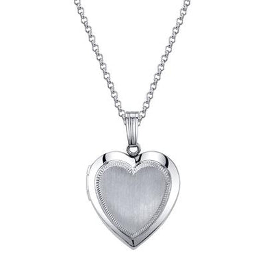Sterling Silver 15MM Heart Locket on 18" Rolo Chain